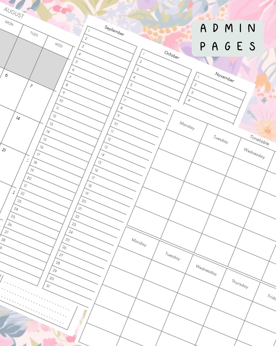 Ditsy Floral Discbound UK Teacher Planner