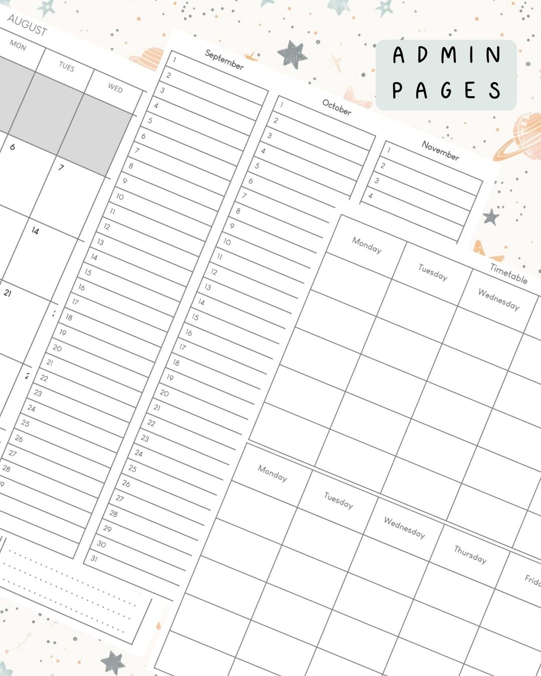 Neutral Space Discbound UK Teacher Planner