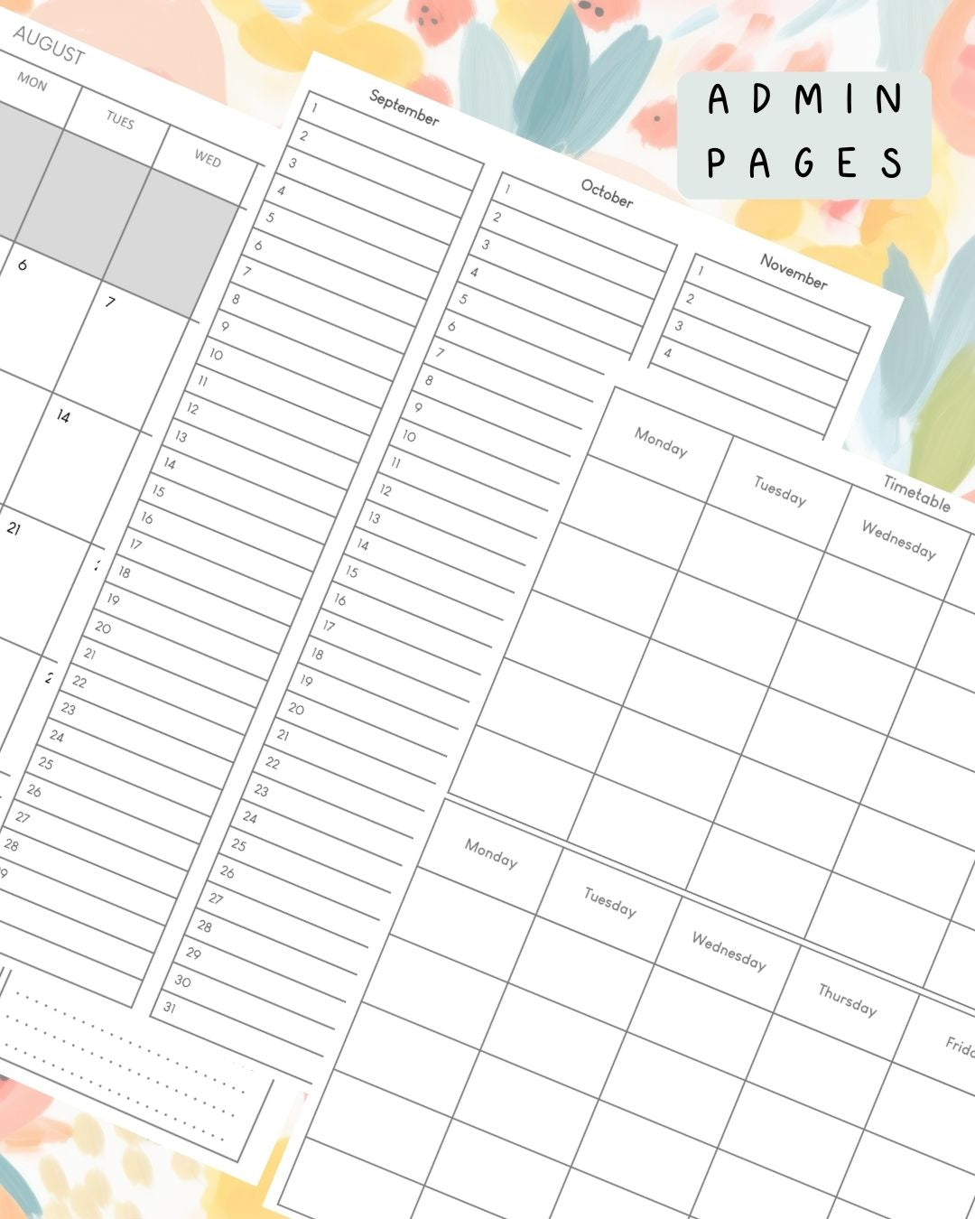 Summer Floral Discbound UK Teacher Planner