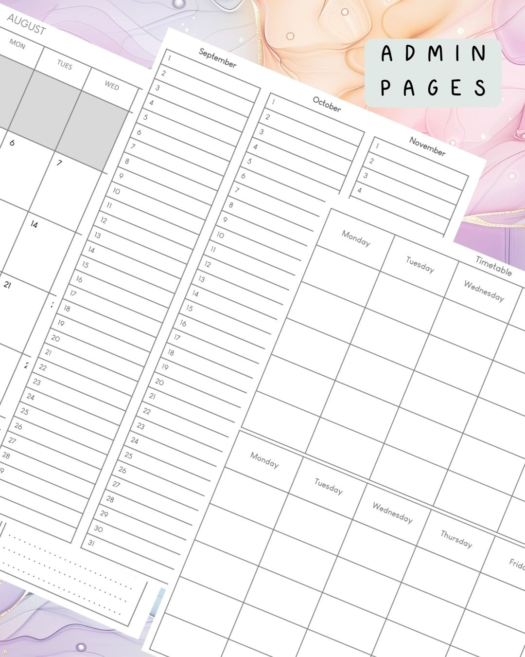 Purple Alcohol Ink Discbound UK Teacher Planner
