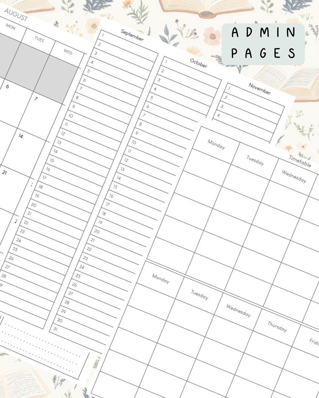 Light Bookish Discbound UK Teacher Planner