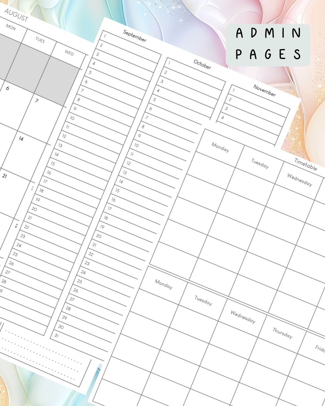 Pastel Paint Discbound UK Teacher Planner