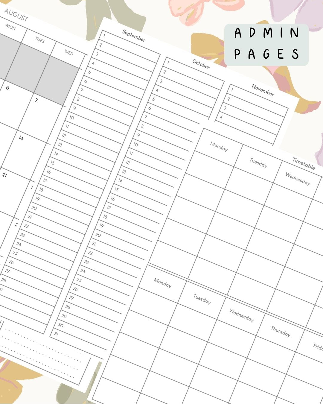 Neutral Bows Discbound UK Teacher Planner