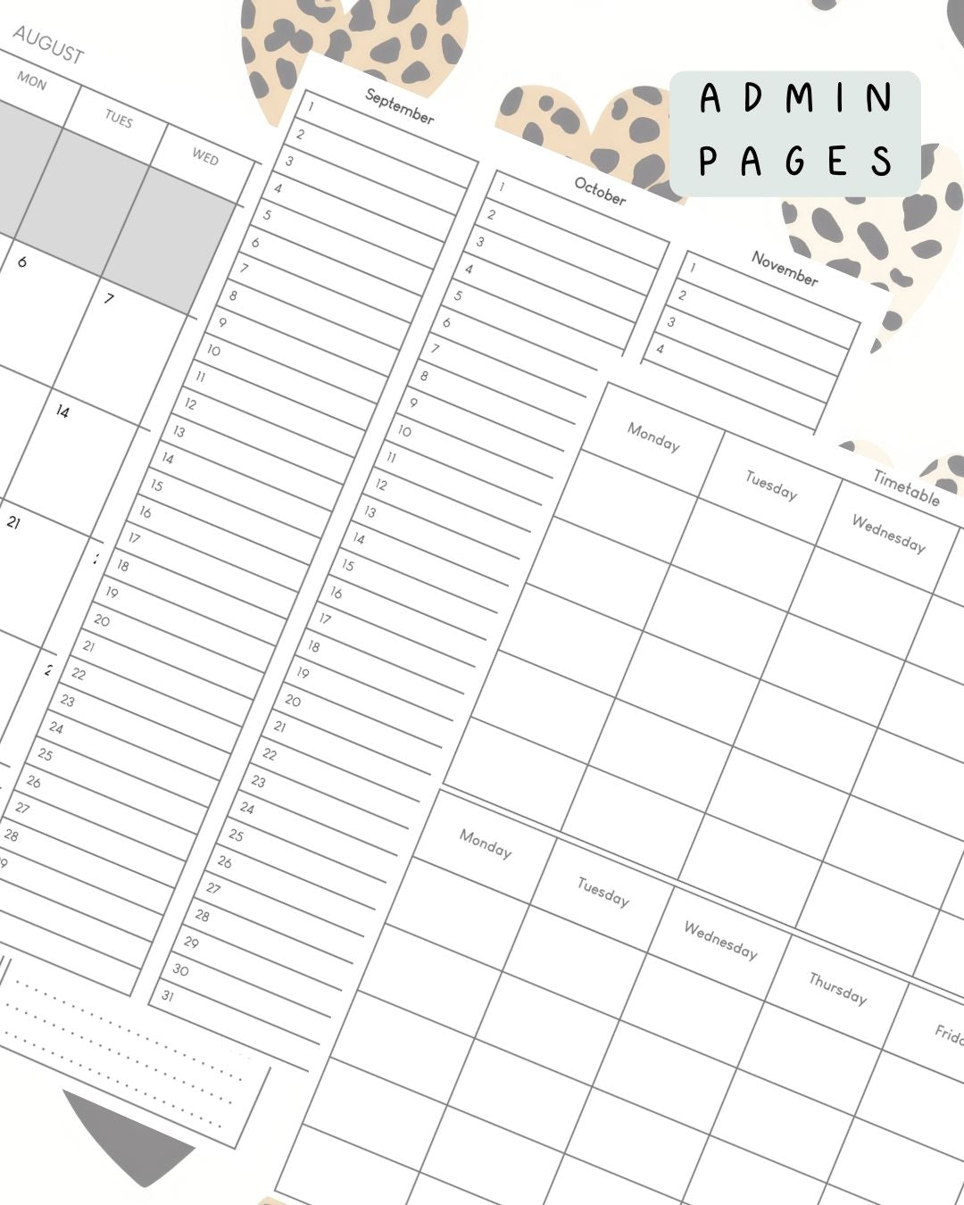 Leopard Print Discbound UK Teacher Planner
