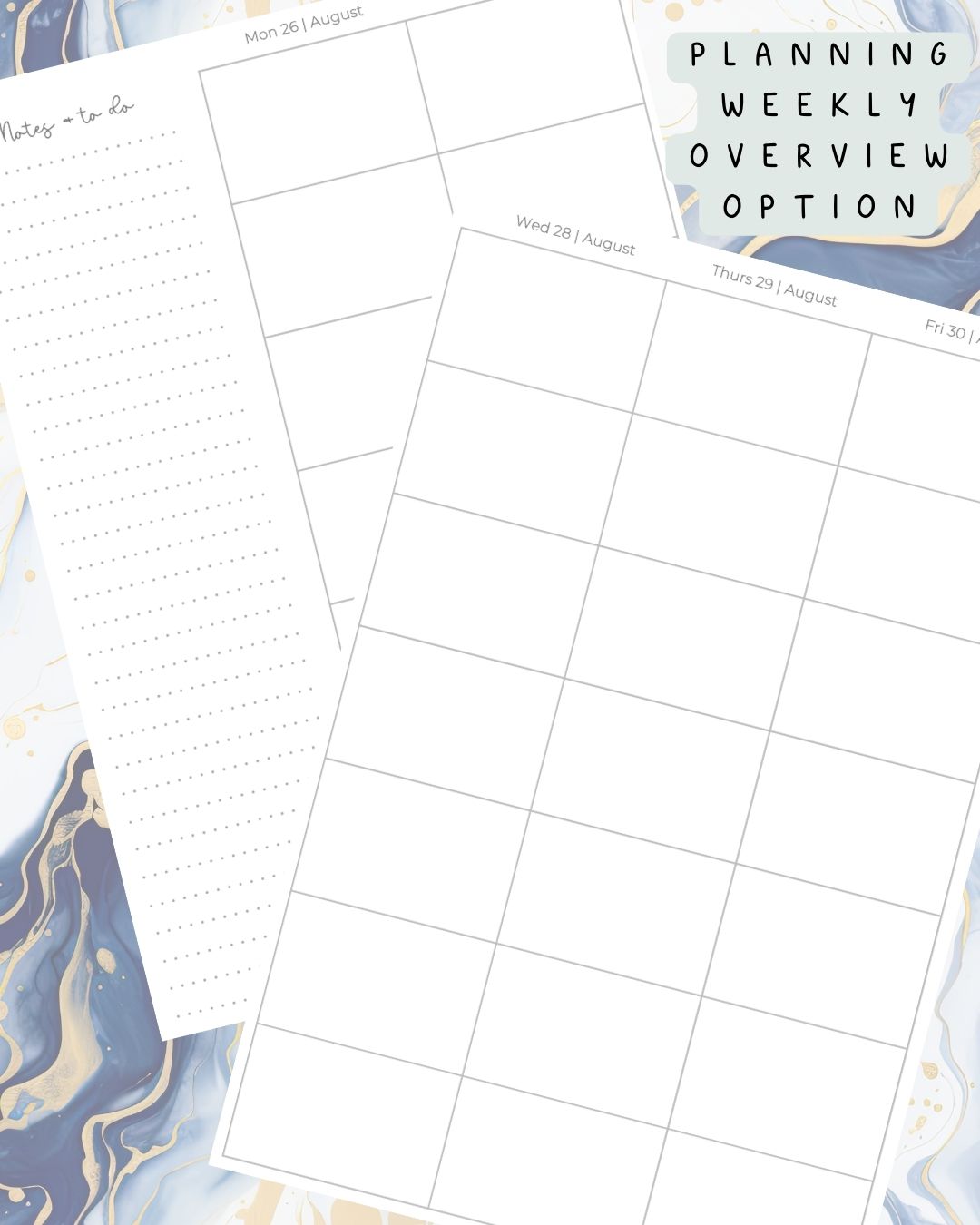 Blue & White Alcohol Ink Discbound UK Teacher Planner