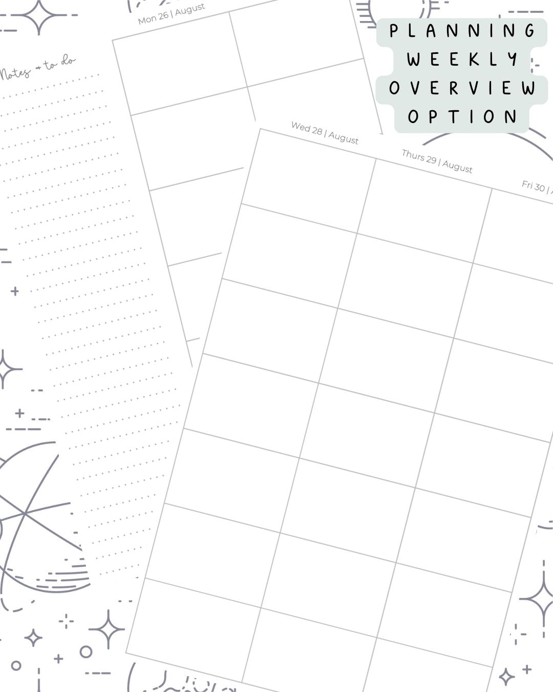Space (Black and White) Discbound UK Teacher Planner
