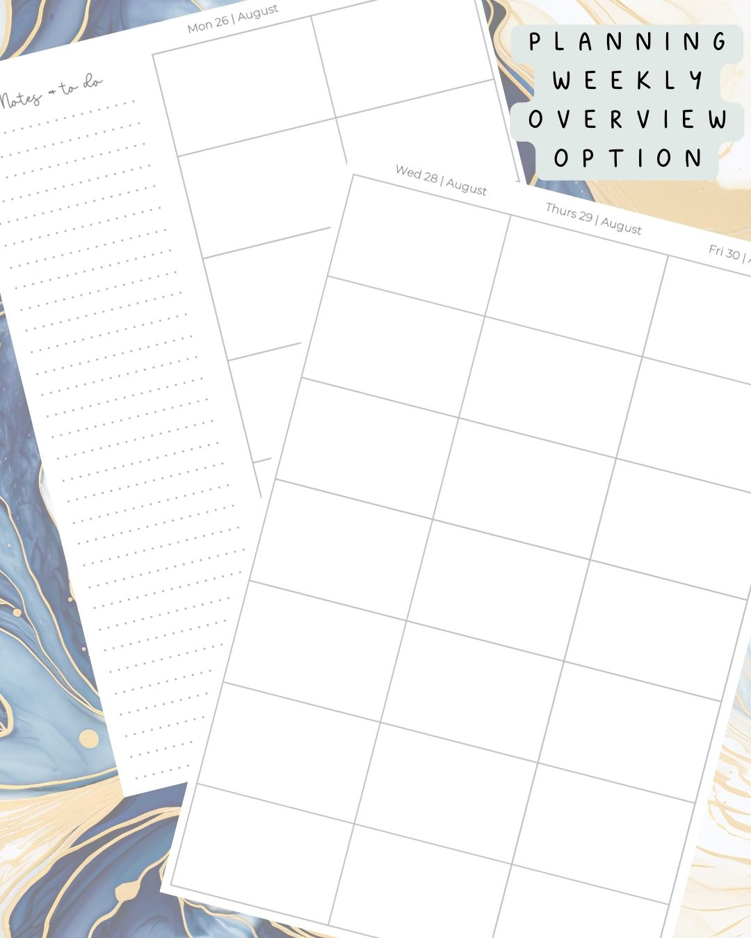 Blue Alcohol Ink Discbound UK Teacher Planner