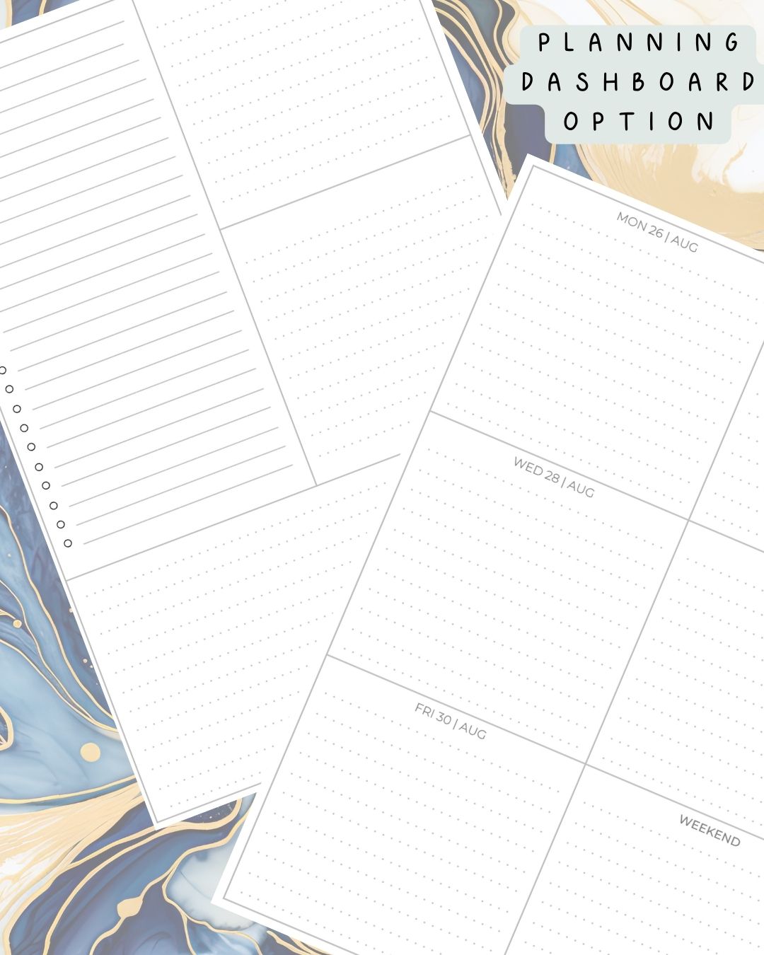 Blue Alcohol Ink Discbound UK Teacher Planner