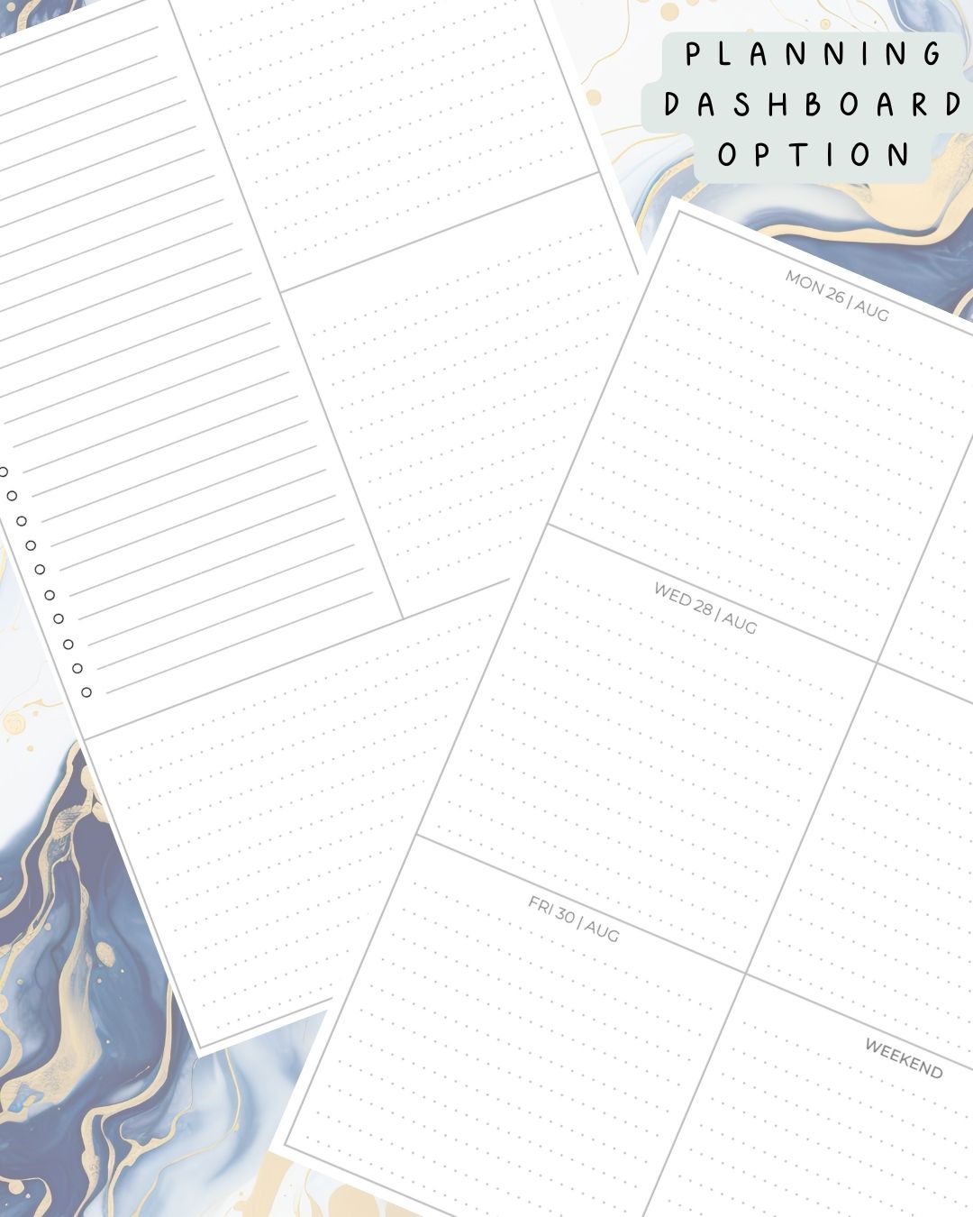 Blue & White Alcohol Ink Discbound UK Teacher Planner