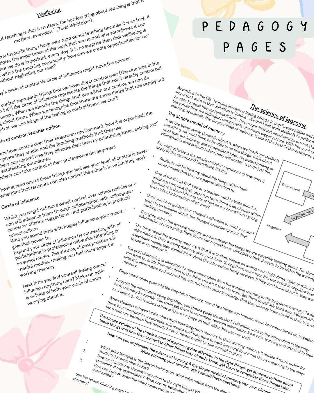 Pastel Bows Discbound UK Teacher Planner