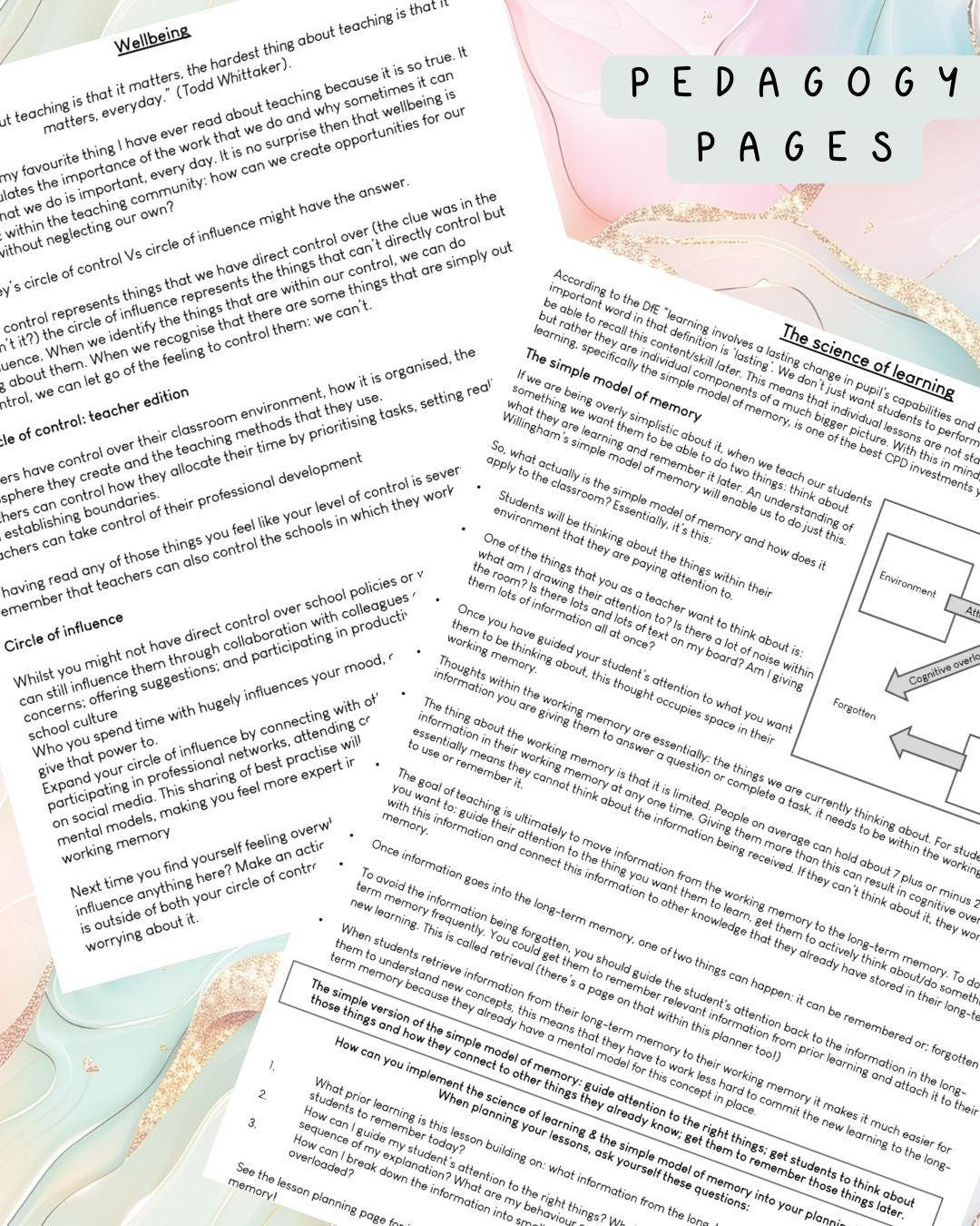 Pink and Mint Discbound UK Teacher Planner