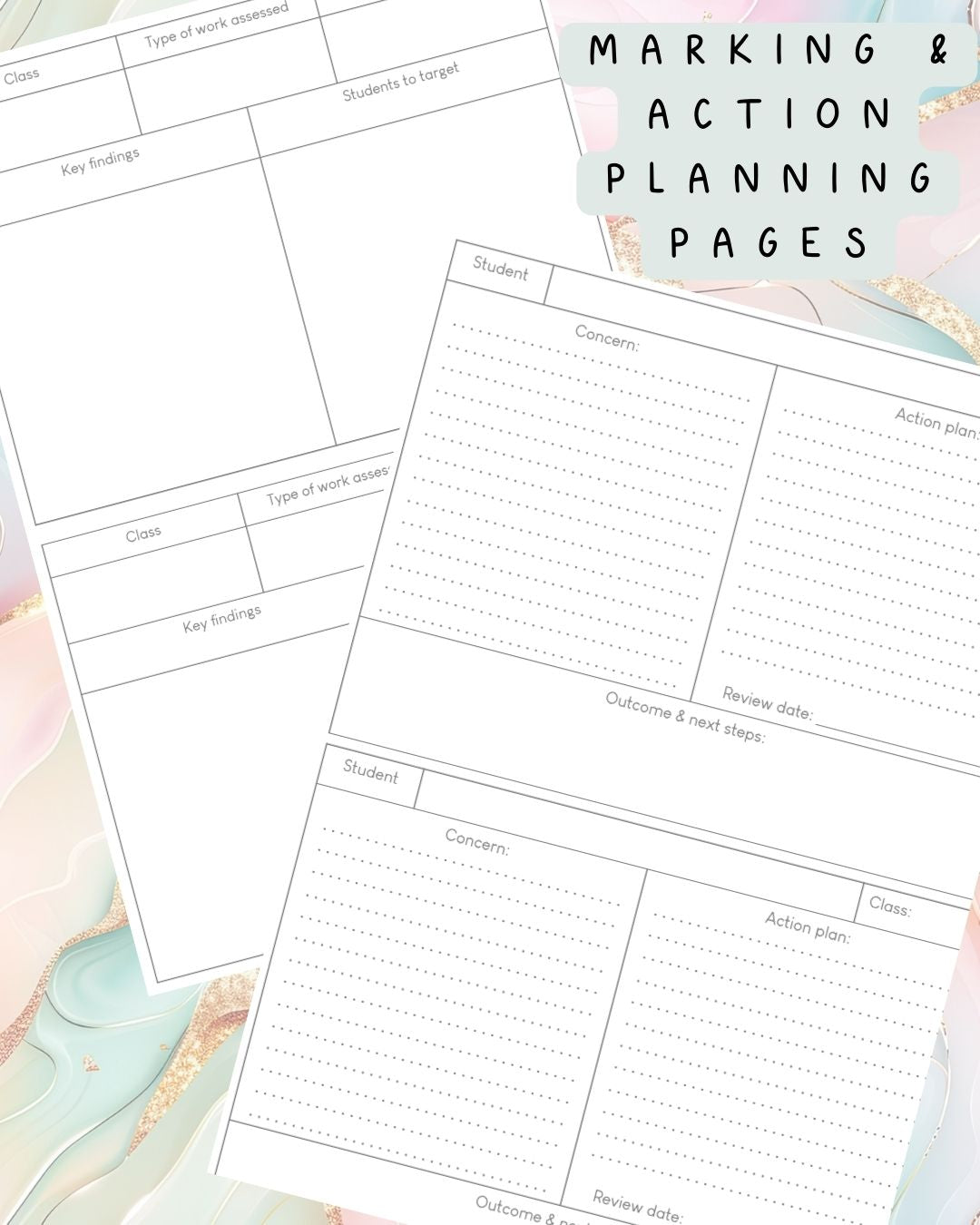 Pink and Mint Discbound UK Teacher Planner