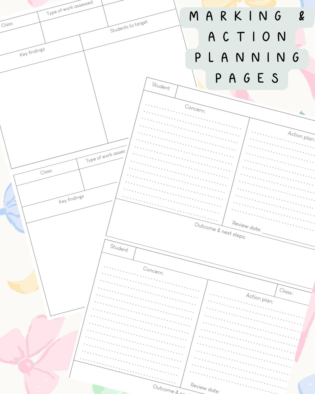 Pastel Bows Discbound UK Teacher Planner