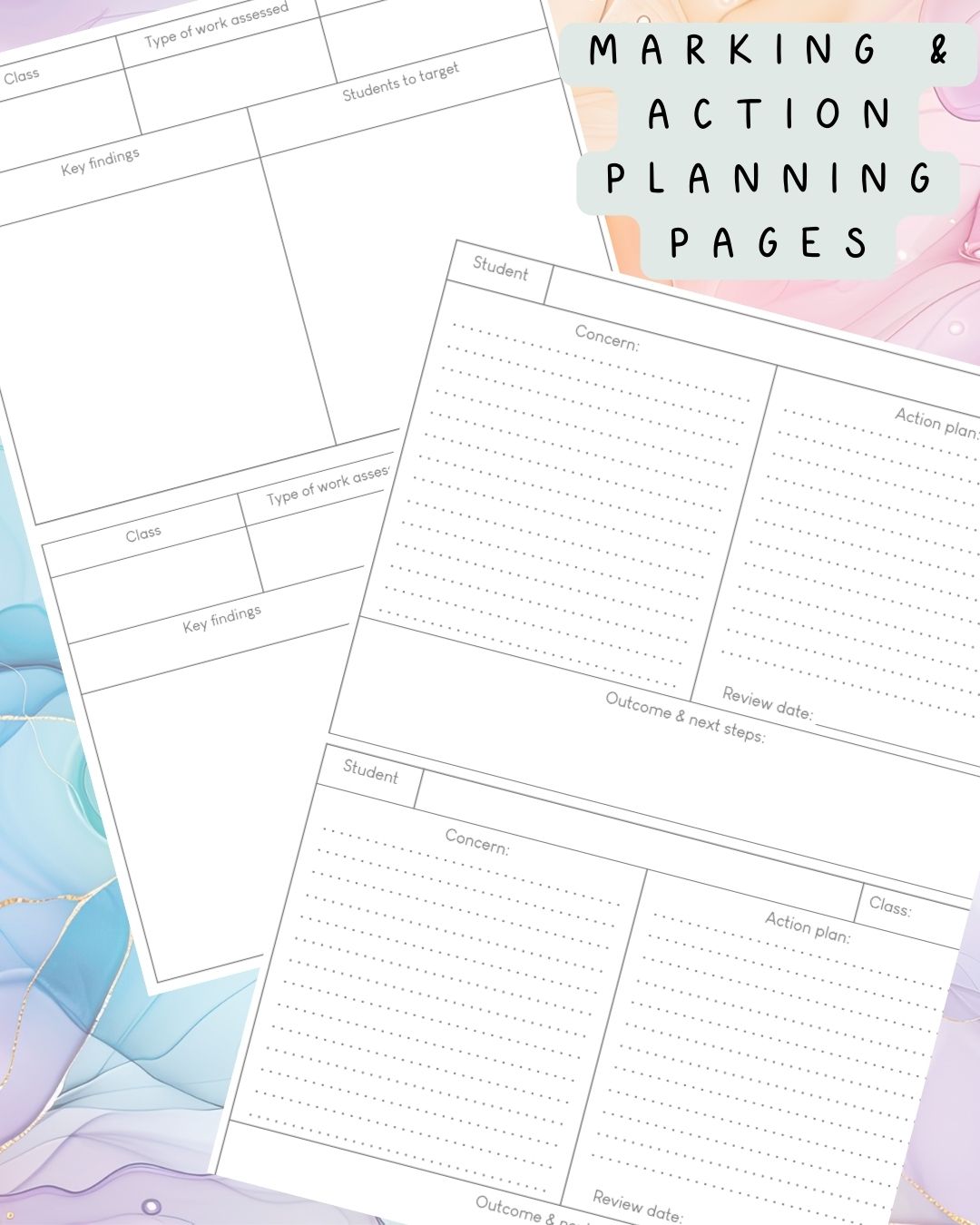 Purple Alcohol Ink Discbound UK Teacher Planner
