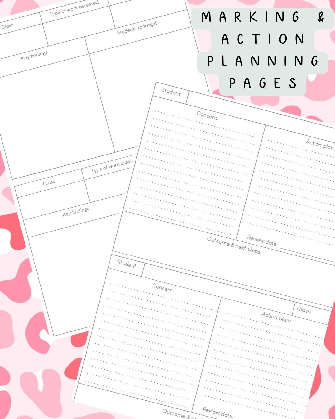 Leopard Pink Print Discbound UK Teacher Planner