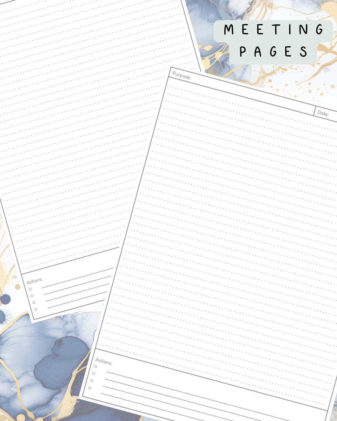 Blue Flower Alcohol Ink Discbound UK Teacher Planner