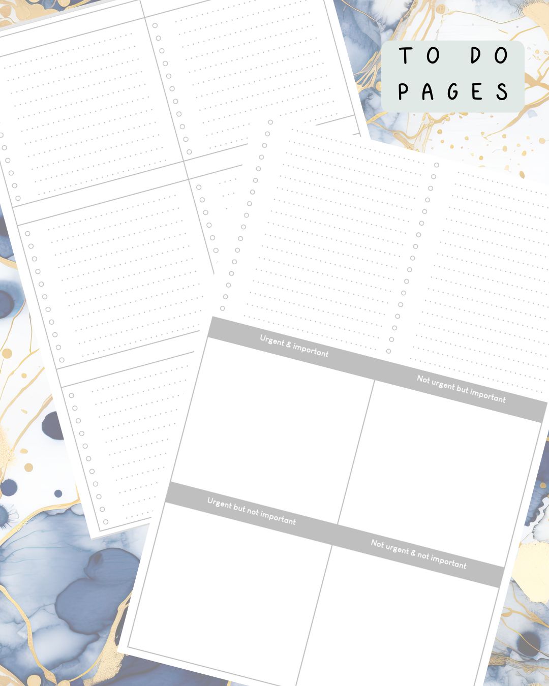 Blue Flower Alcohol Ink Discbound UK Teacher Planner