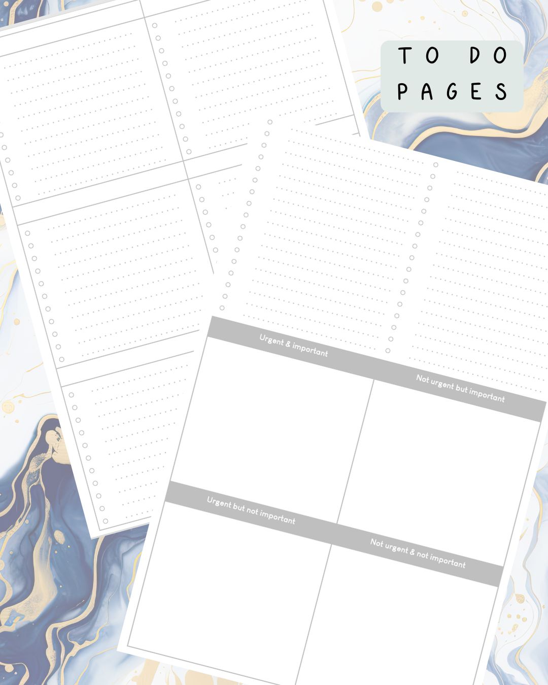 Blue & White Alcohol Ink Discbound UK Teacher Planner