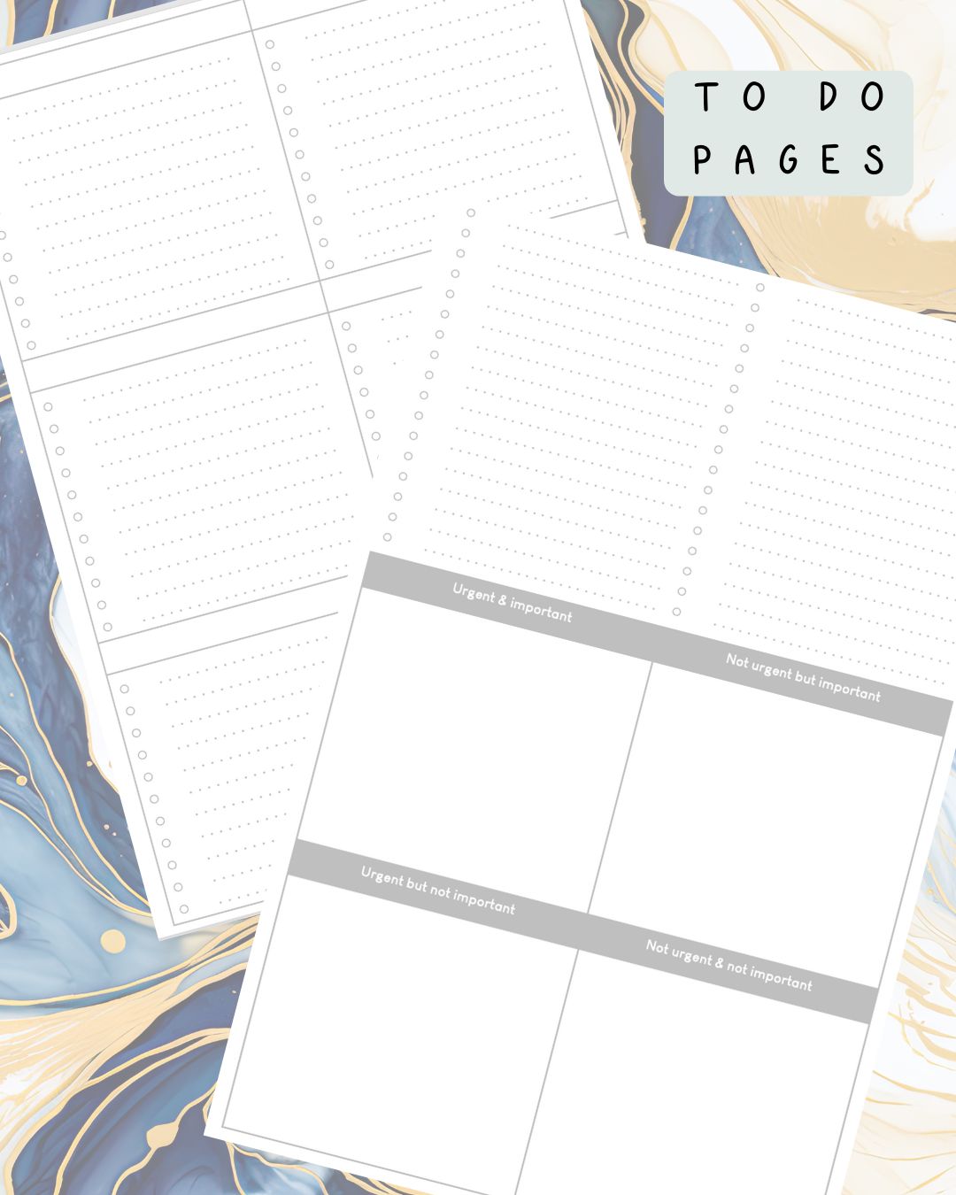 Blue Alcohol Ink Discbound UK Teacher Planner