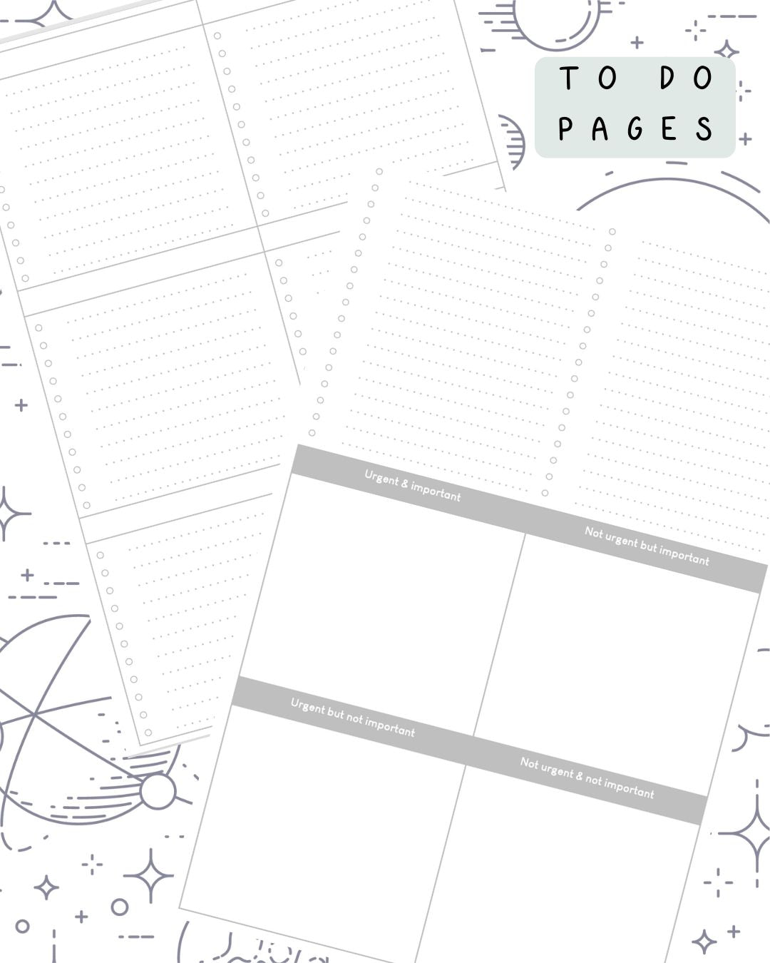 Space (Black and White) Discbound UK Teacher Planner