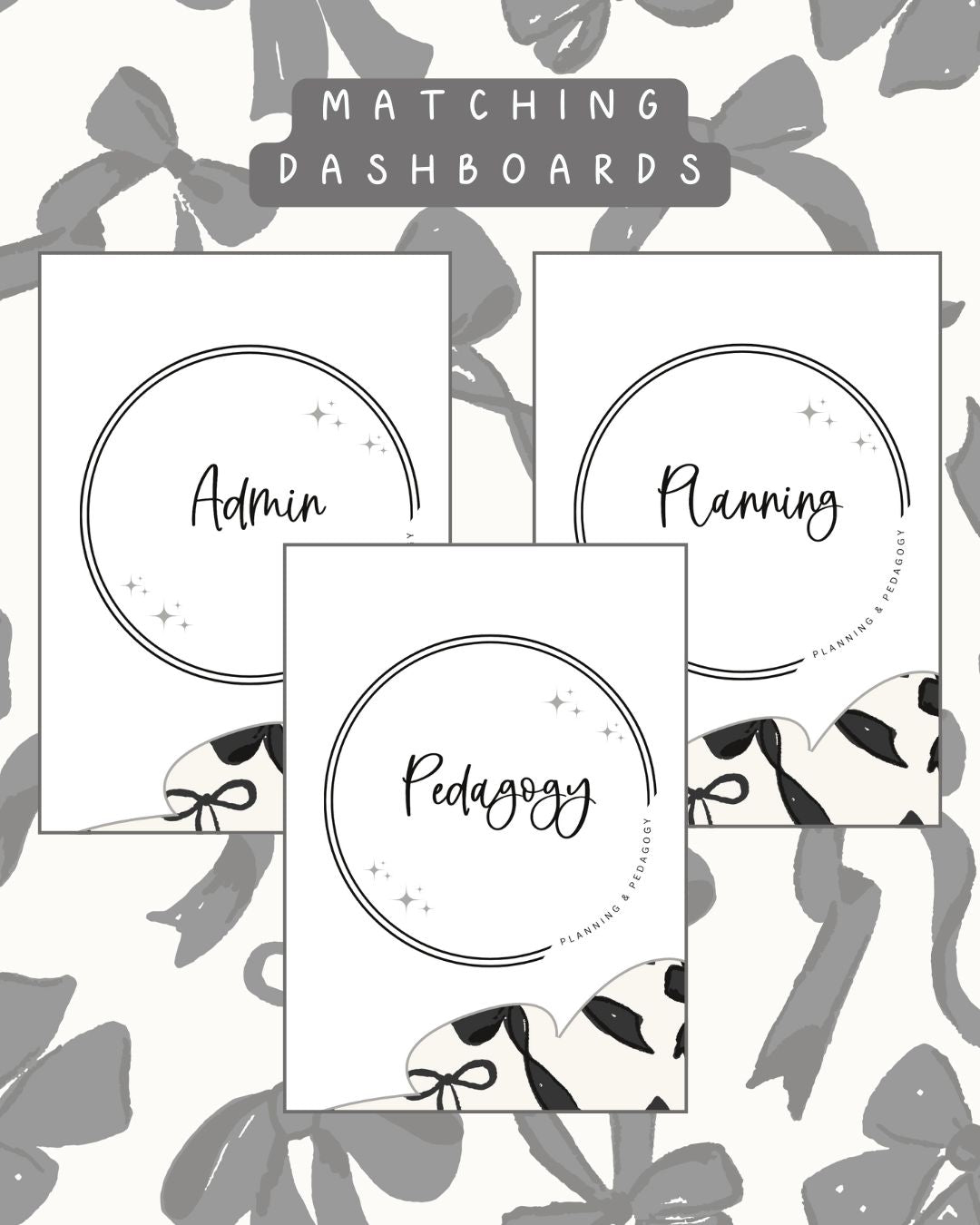 Black and White Bows Discbound UK Teacher Planner