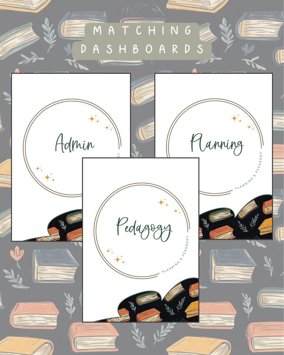 Dark Bookish Discbound UK Teacher Planner