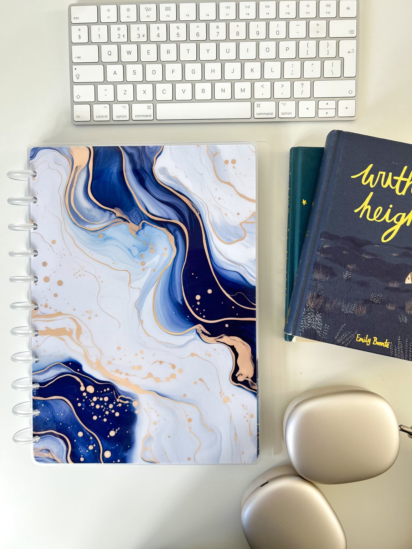 Blue & White Alcohol Ink Discbound UK Teacher Planner