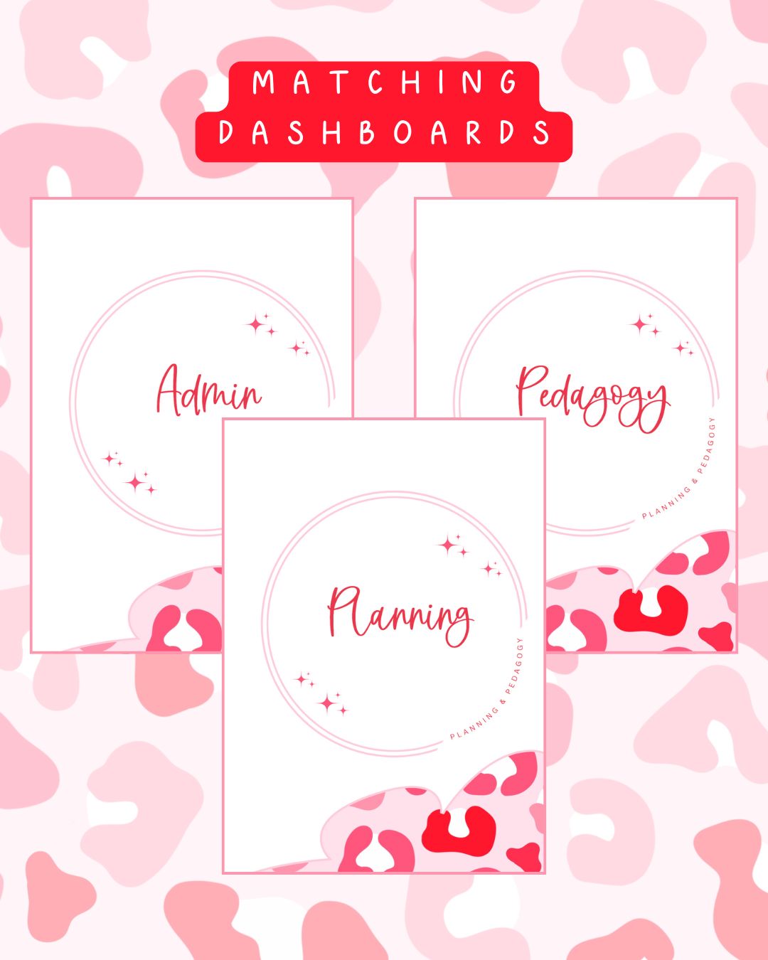 Leopard Pink Print Discbound UK Teacher Planner