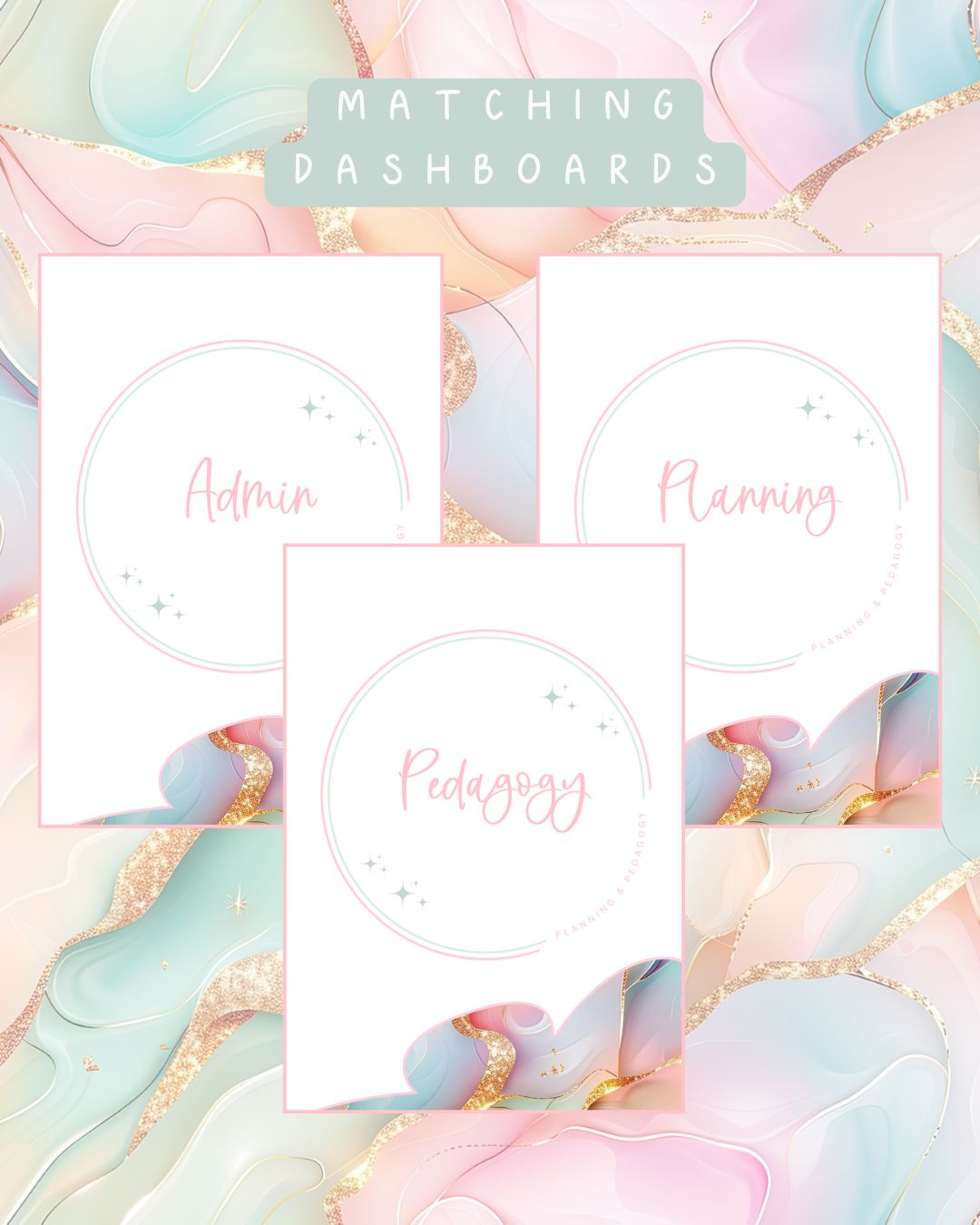 Pink and Mint Discbound UK Teacher Planner