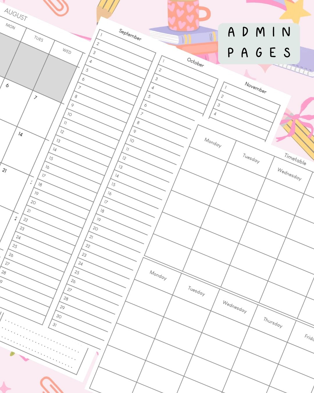 Back to School (Pink) Discbound UK Teacher Planner (2026-27)