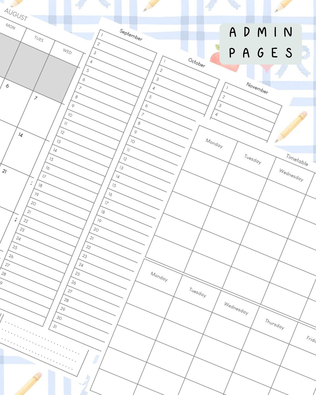 Back to School (Blue) Discbound UK Teacher Planner (2026-27)