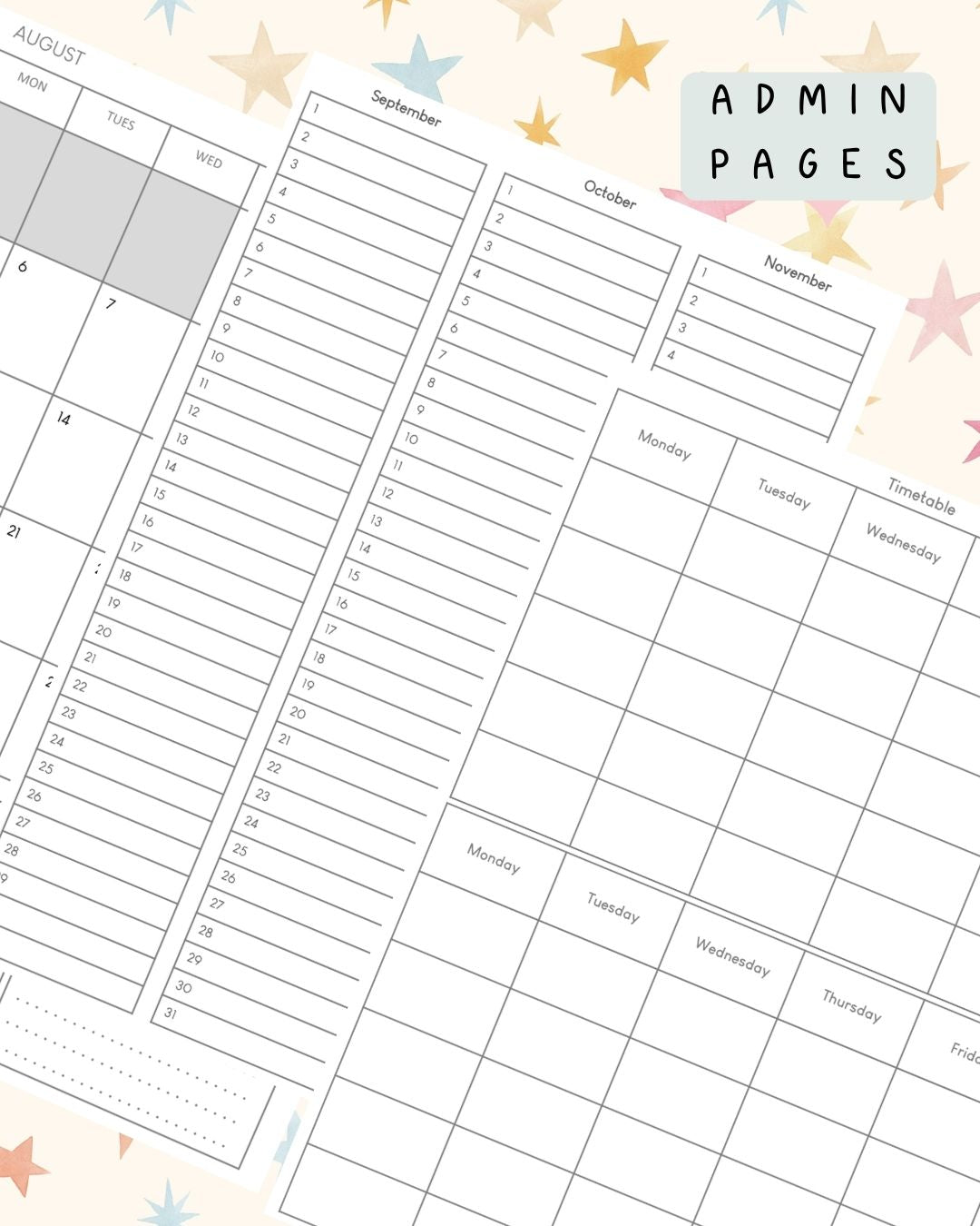 Pastel Stars Discbound UK Teacher Planner (2026-27)