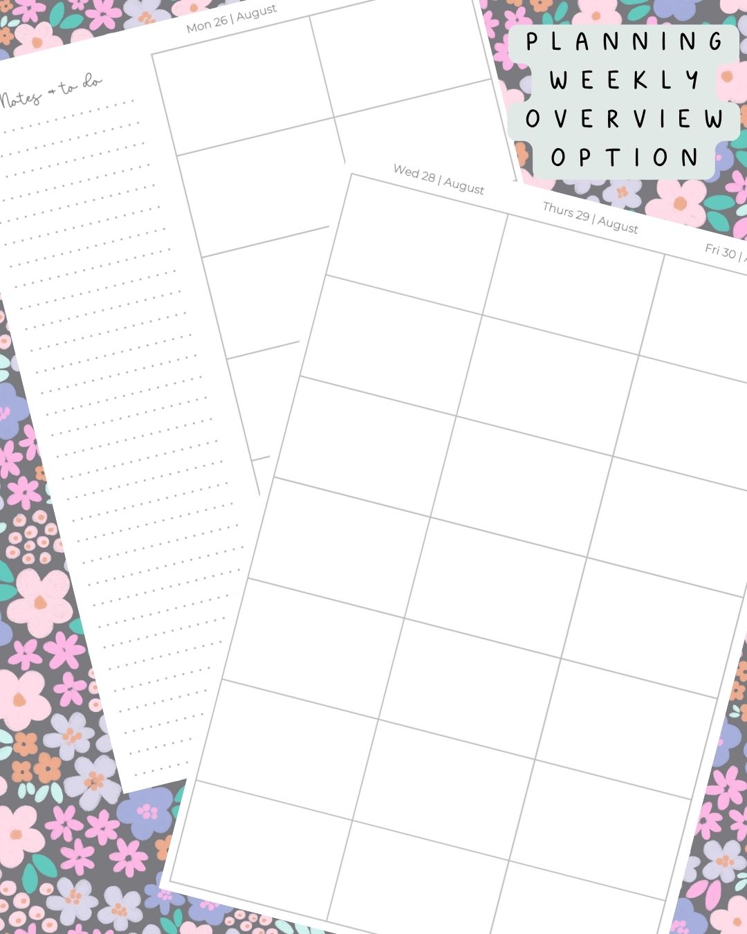Ditsy Floral (Dark) Discbound UK Teacher Planner (2026-27)