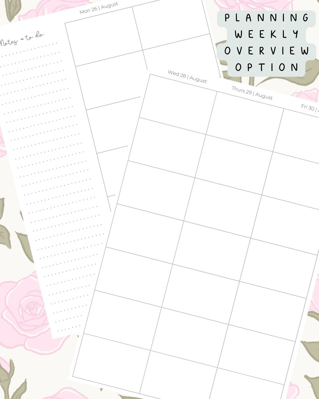 Pink Roses Discbound UK Teacher Planner (2026-27)