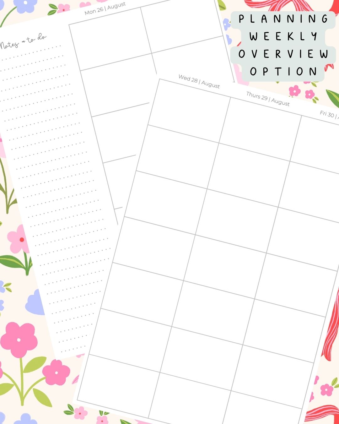 Floral Bows Discbound UK Teacher Planner (2026-27)
