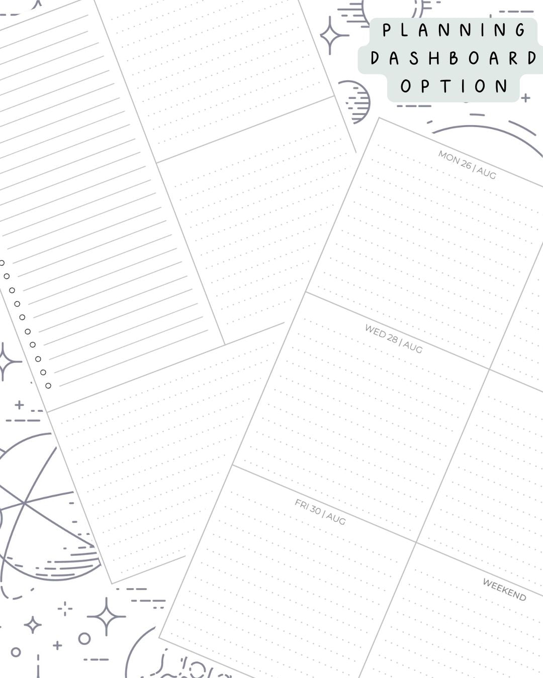 Space (Black and White) Discbound UK Teacher Planner