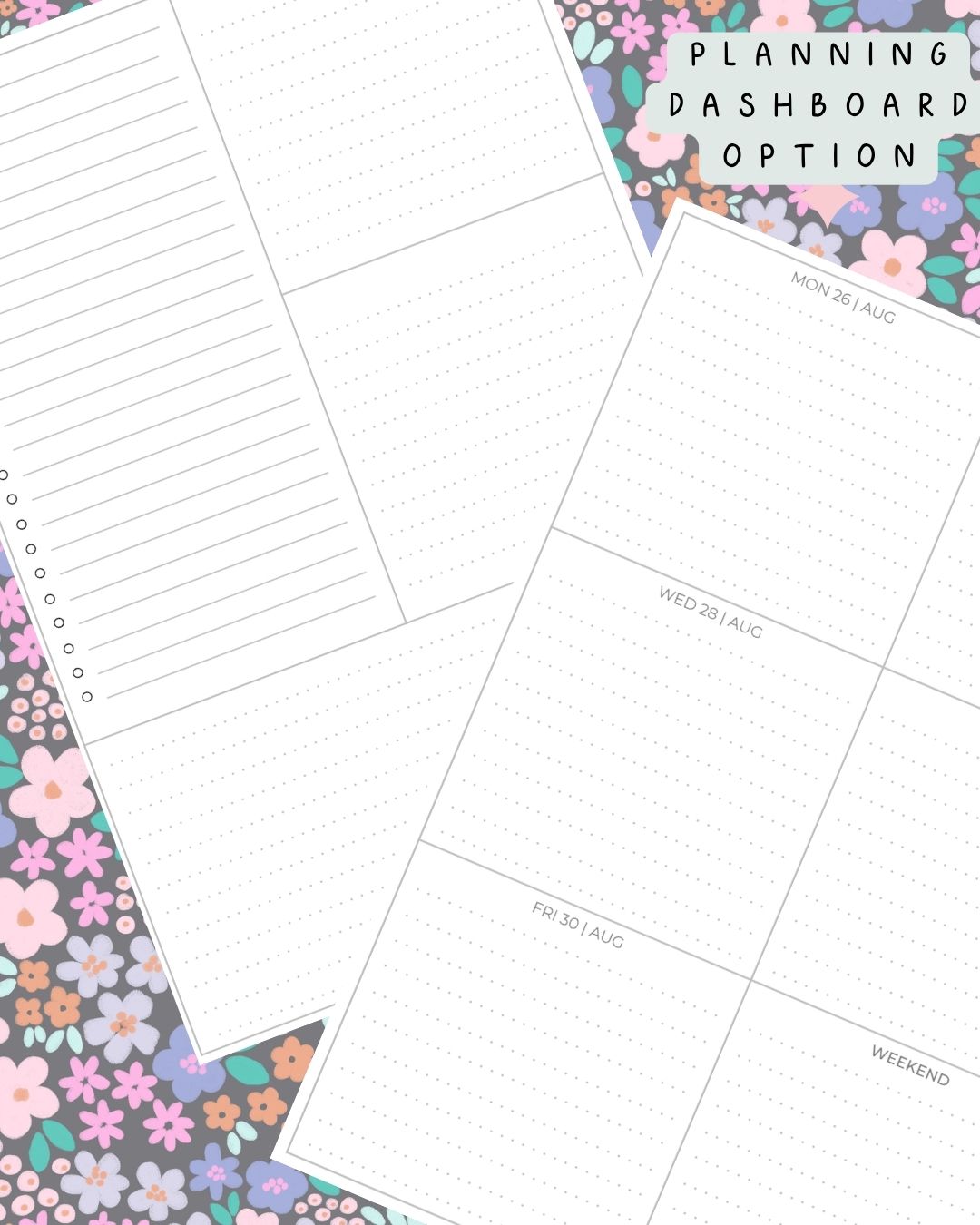 Ditsy Floral (Dark) Discbound UK Teacher Planner (2026-27)