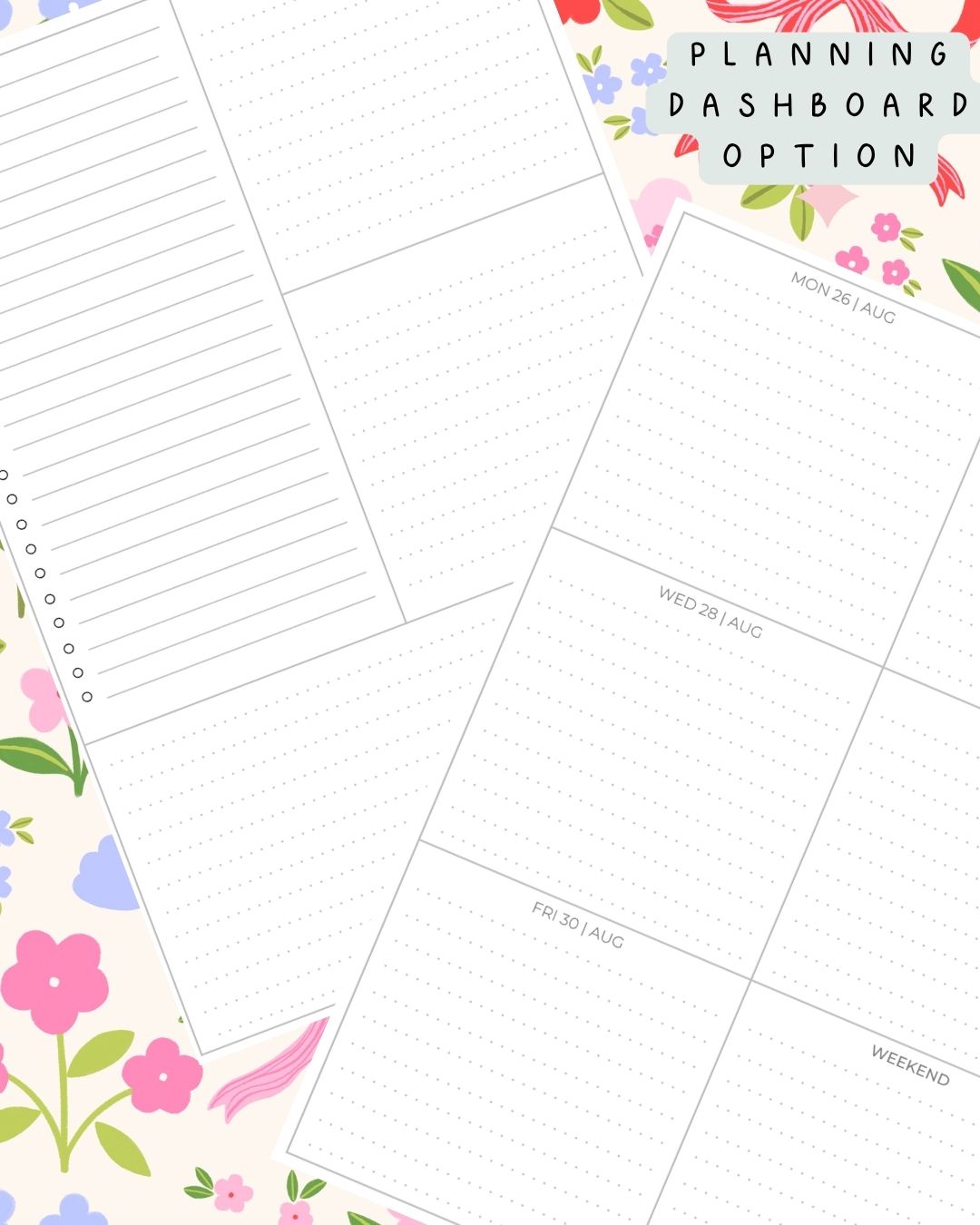 Floral Bows Discbound UK Teacher Planner (2026-27)