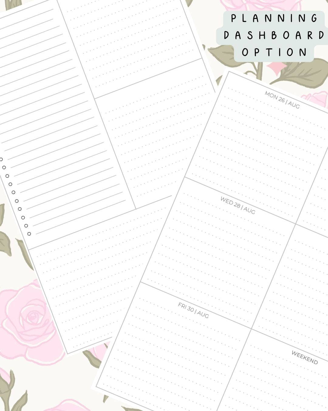 Pink Roses Discbound UK Teacher Planner (2026-27)