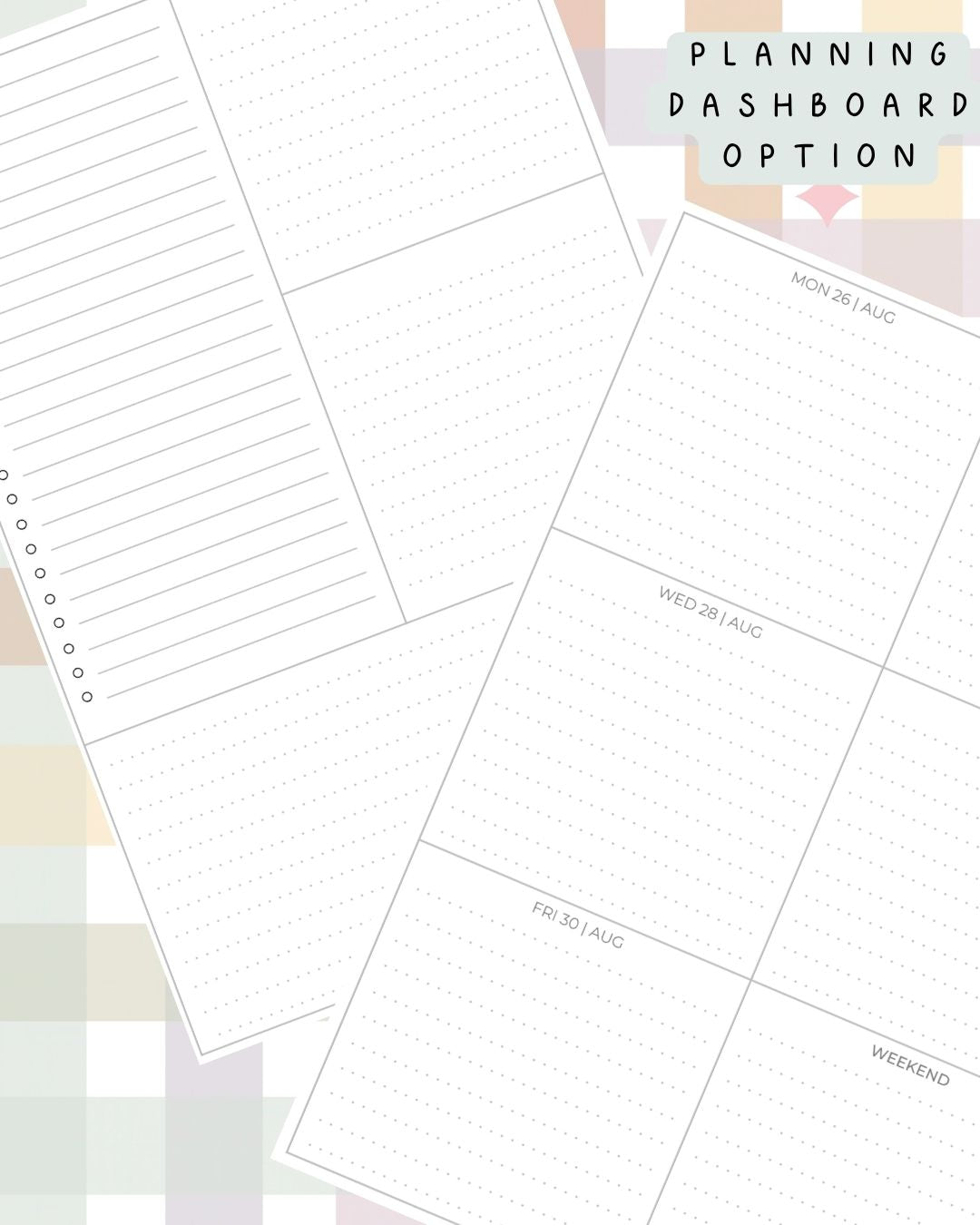 Muted Pastel Gingham Discbound UK Teacher Planner (2026-27)