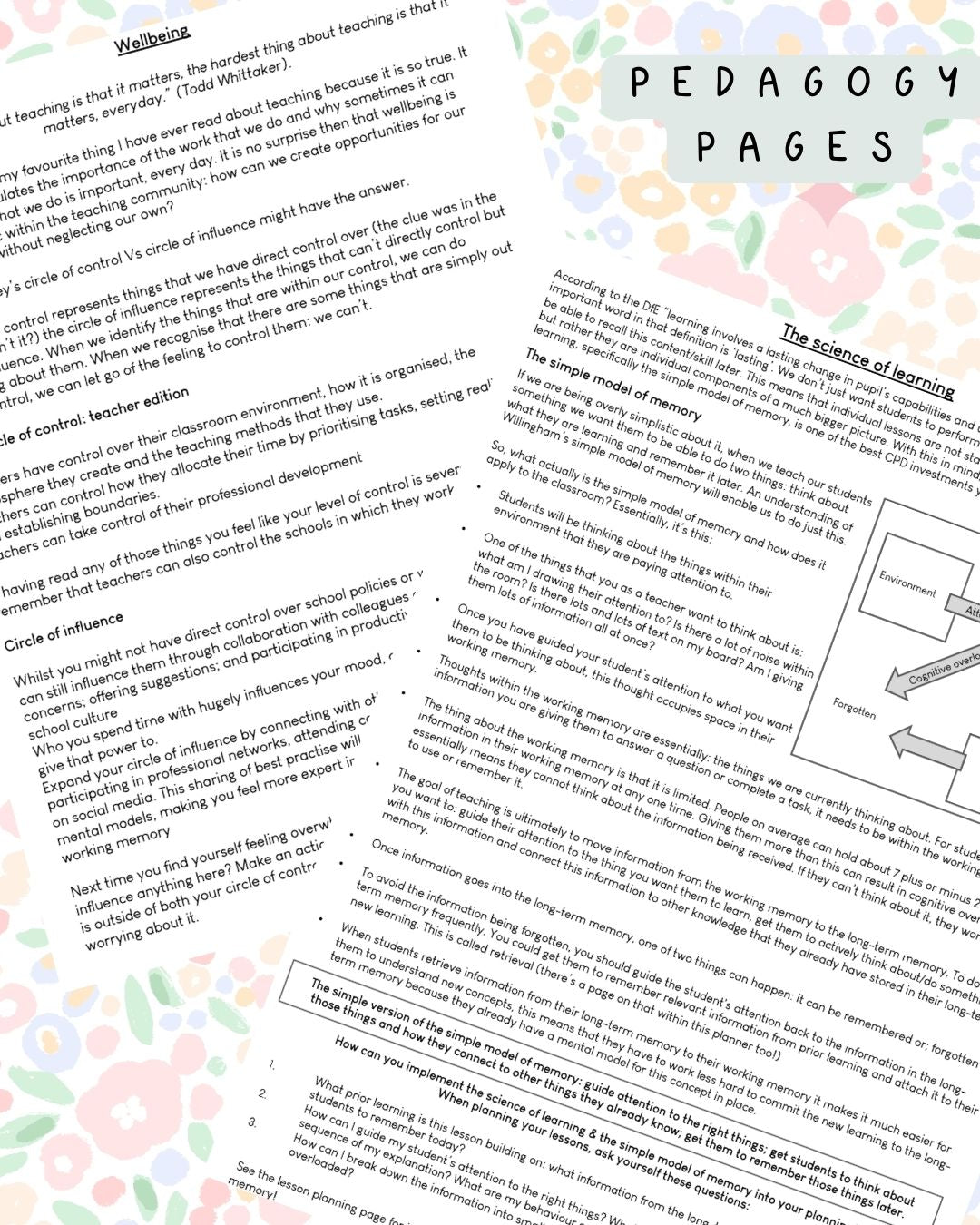 Ditsy Floral (light) Discbound UK Teacher Planner (2026-27)