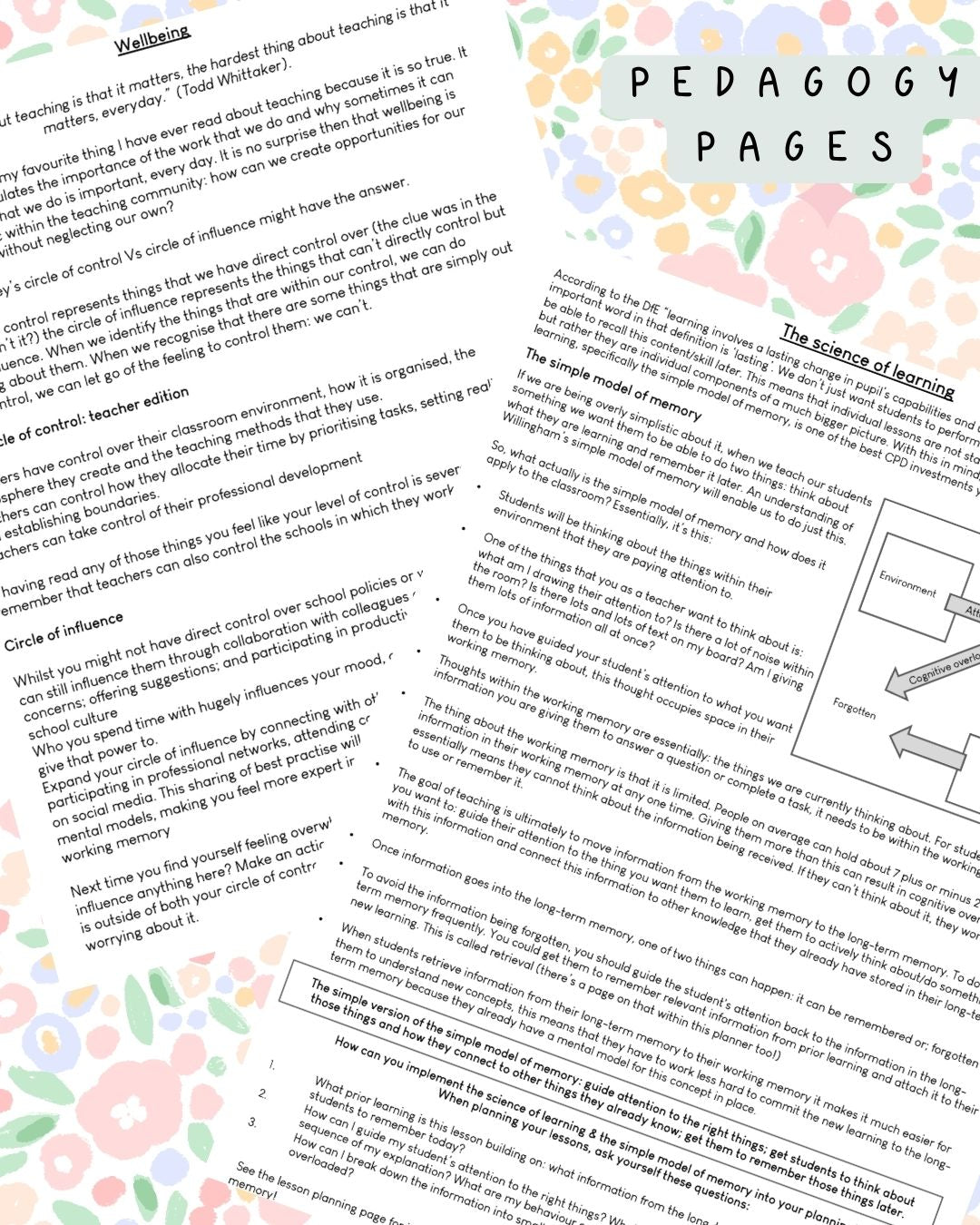 Ditsy Floral (light) Discbound UK Teacher Planner (2026-27)