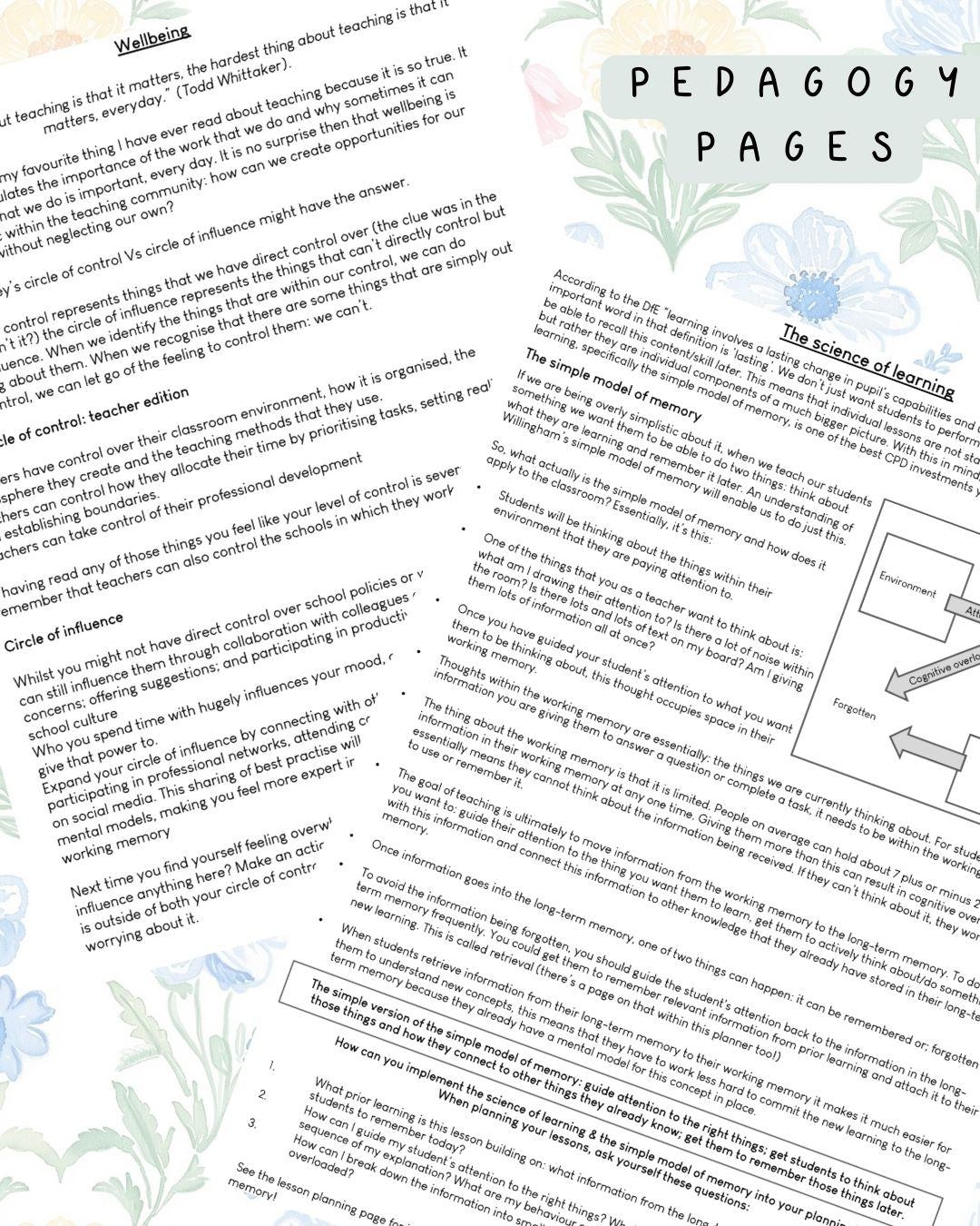 Wildflower Pastel Discbound UK Teacher Planner