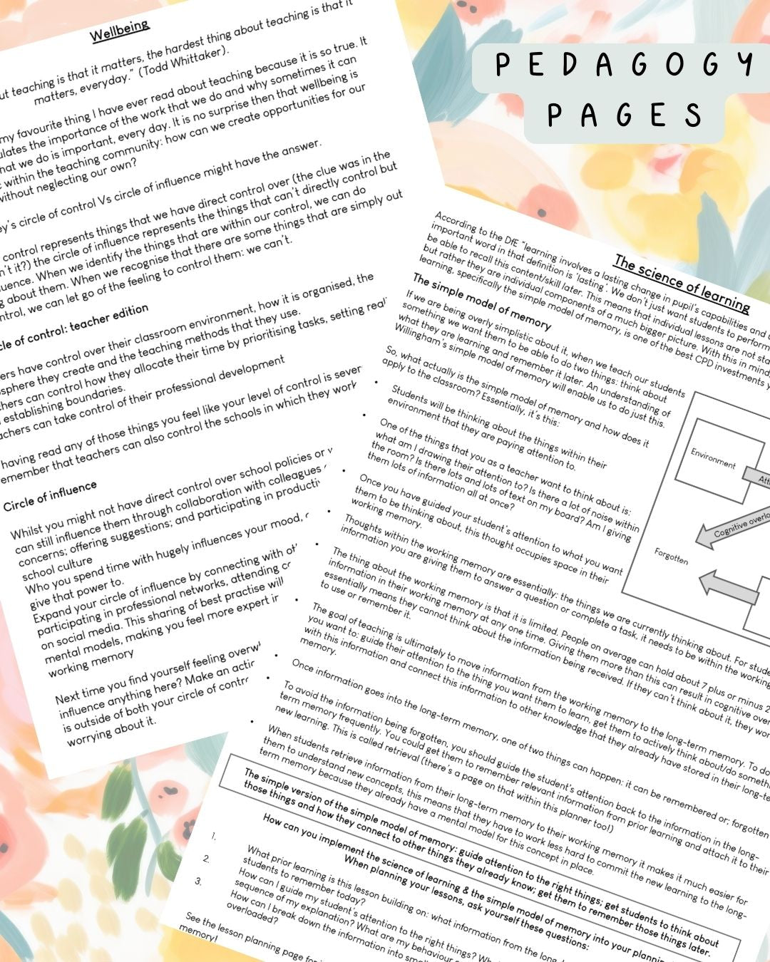 Summer Floral Discbound UK Teacher Planner