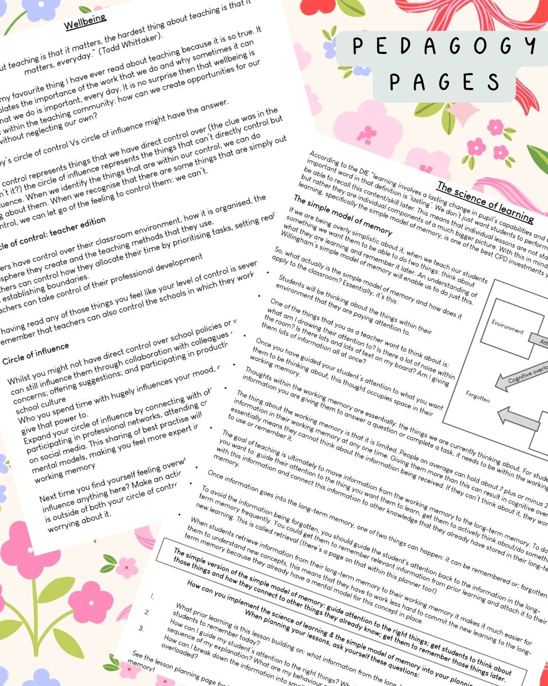 Floral Bows Discbound UK Teacher Planner (2026-27)