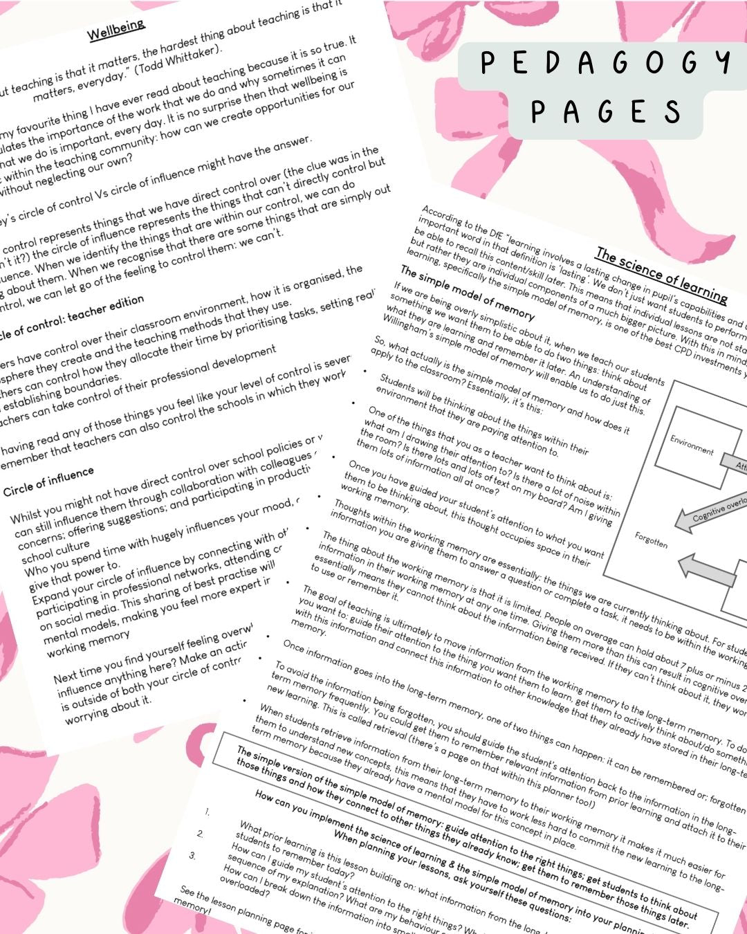 Pink Bows Discbound UK Teacher Planner