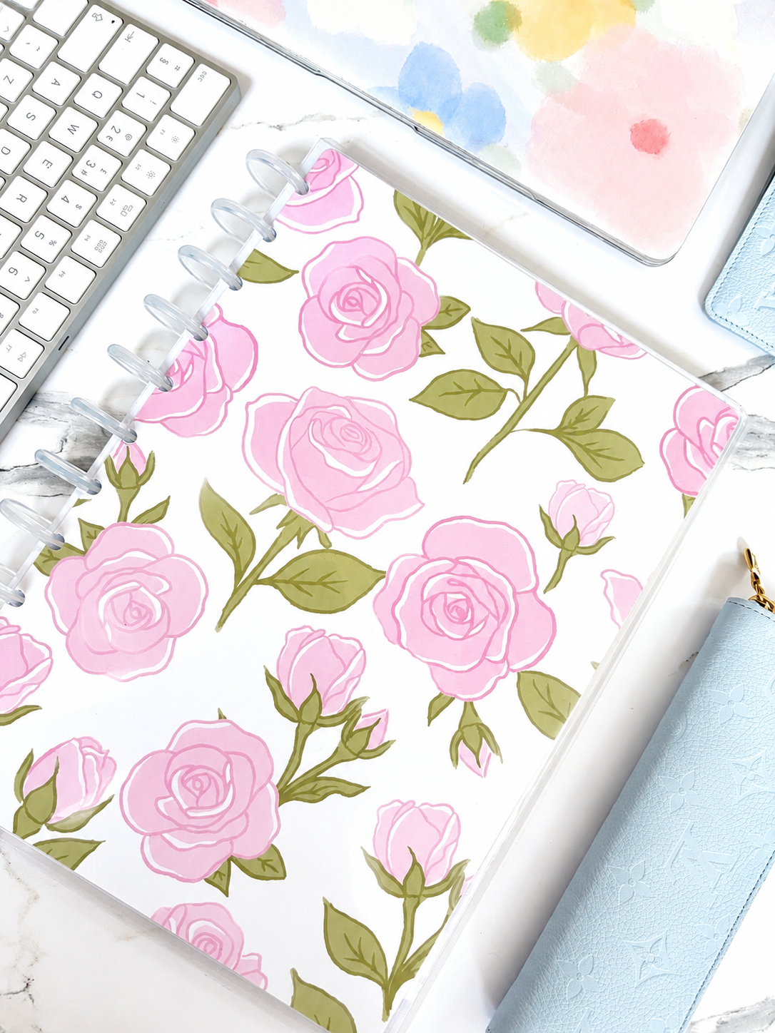 Pink Roses Discbound UK Teacher Planner (2026-27)