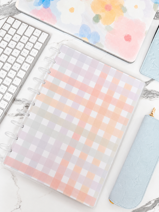 Muted Pastel Gingham Discbound UK Teacher Planner (2026-27)