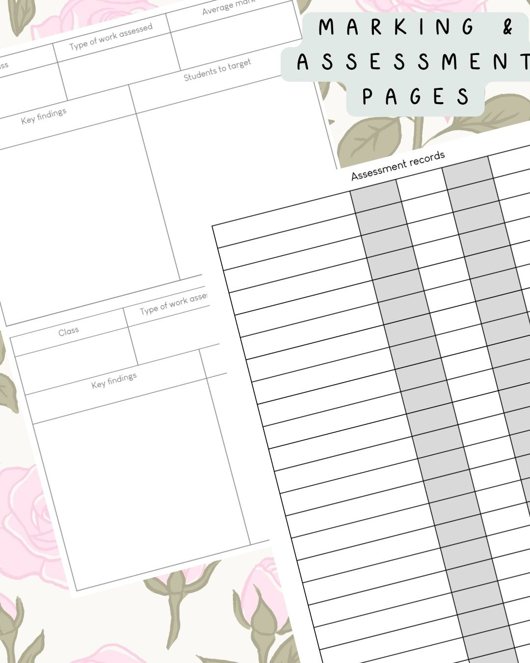 Pink Roses Discbound UK Teacher Planner (2026-27)