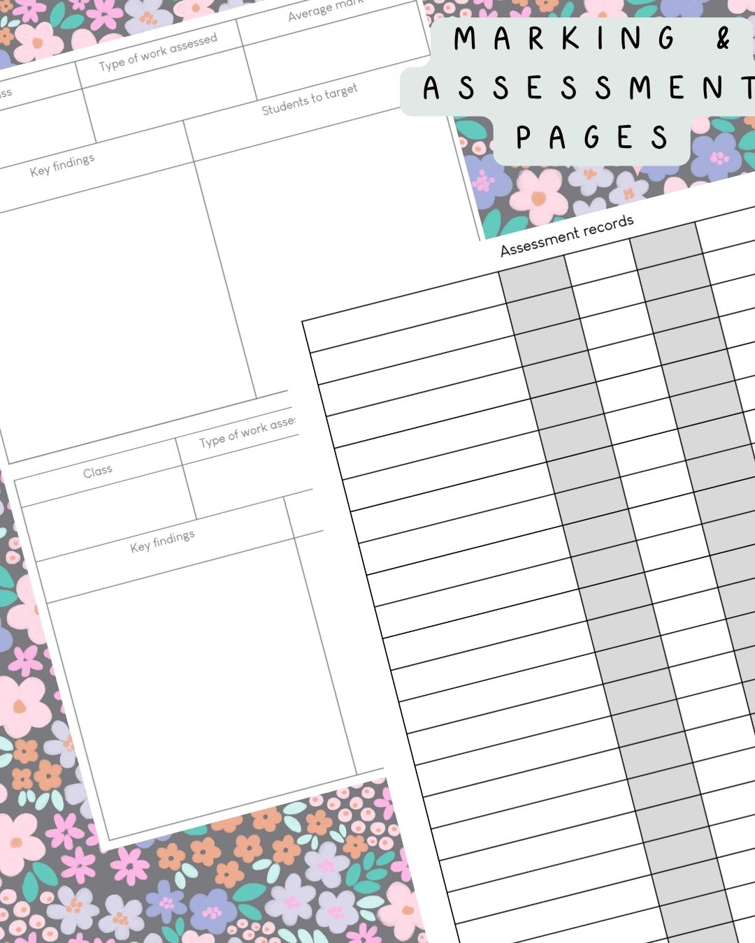 Ditsy Floral (Dark) Discbound UK Teacher Planner (2026-27)